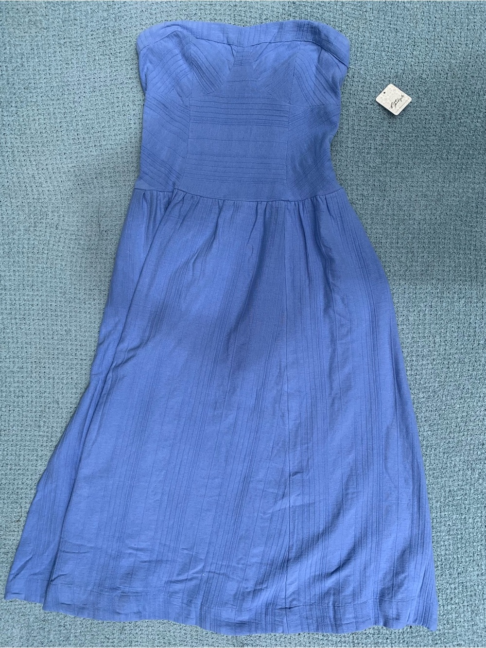 Free People Strapless Midi Dress in Cornflower Blue 100% cotton NWT